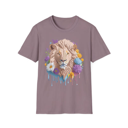 Lion Shirt Unisex Floral Lion Tee Gildan Softstyle 64000 Short Sleeve