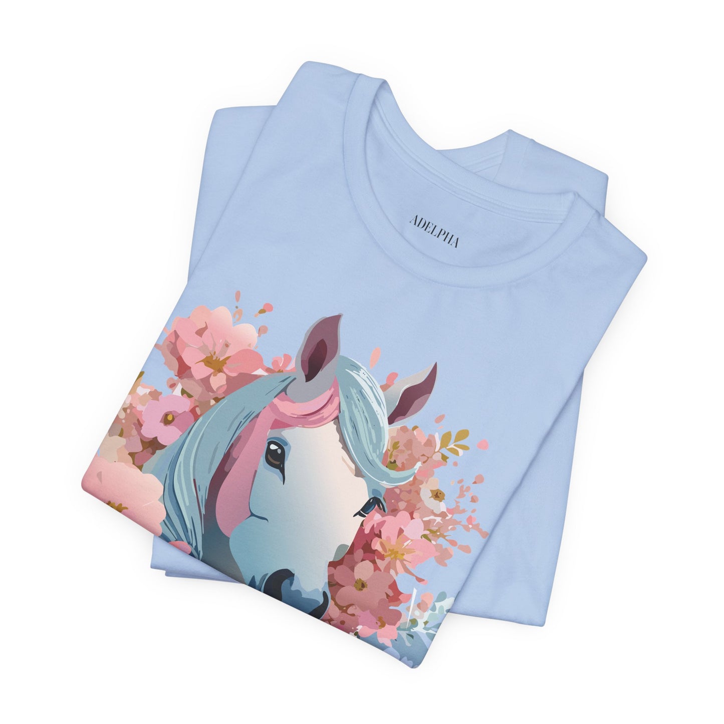 Natural Cotton Tee Shirt with Horse