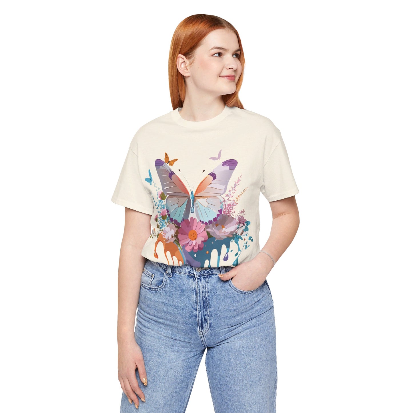 T-shirt en coton naturel avec papillon