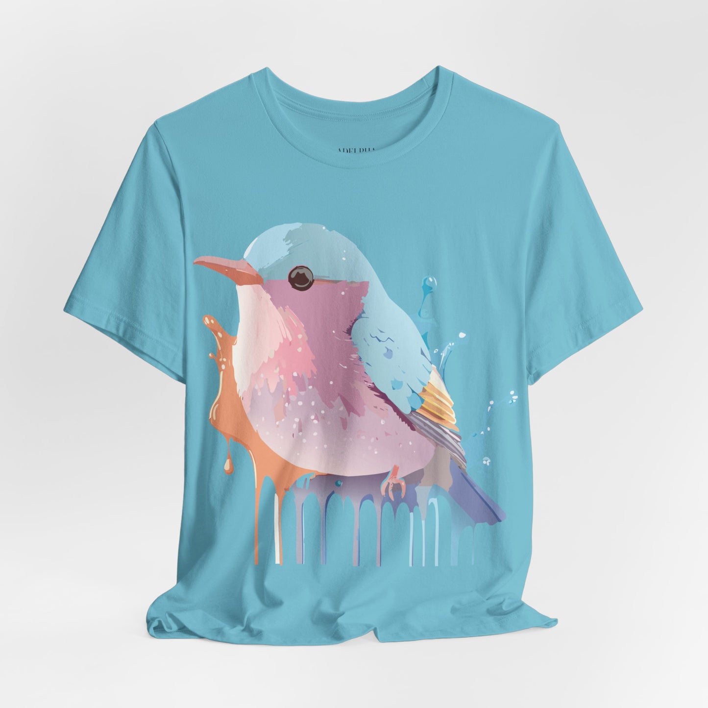 Natural Cotton Tee Shirt with Bird