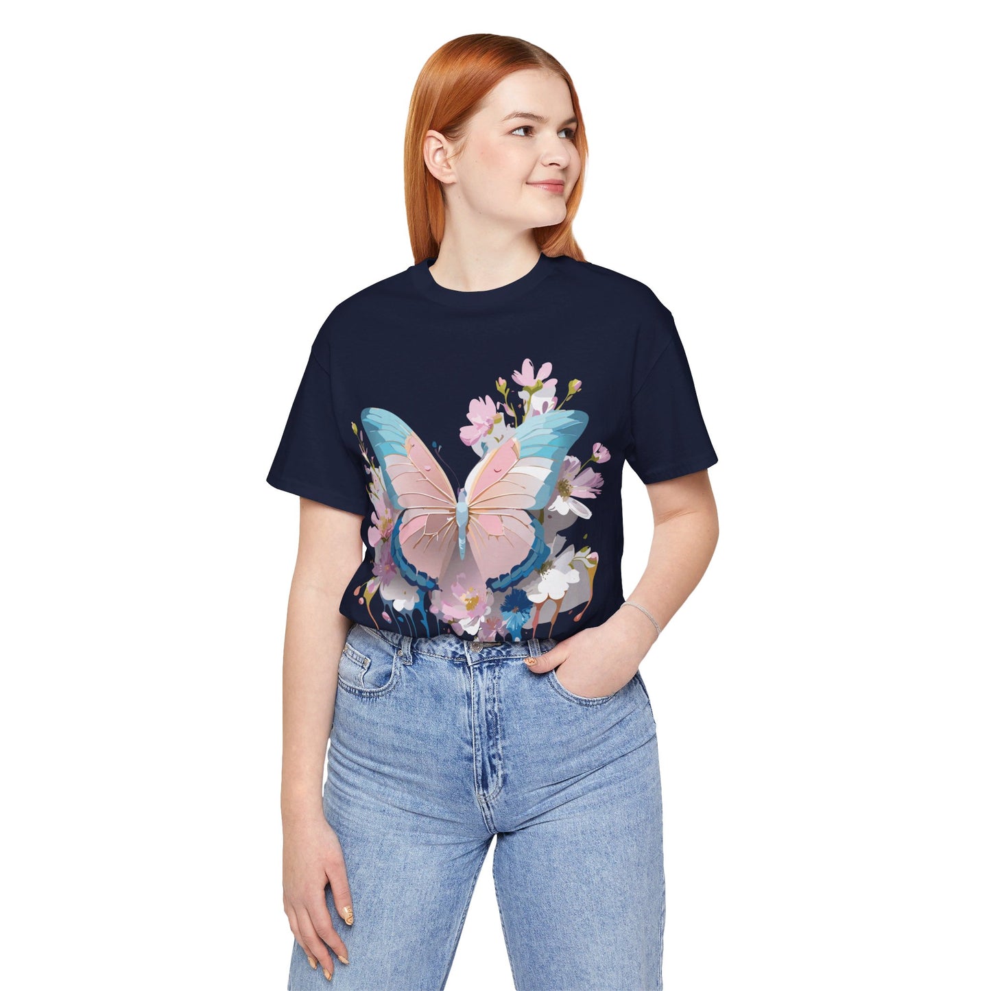 T-shirt en coton naturel avec papillon