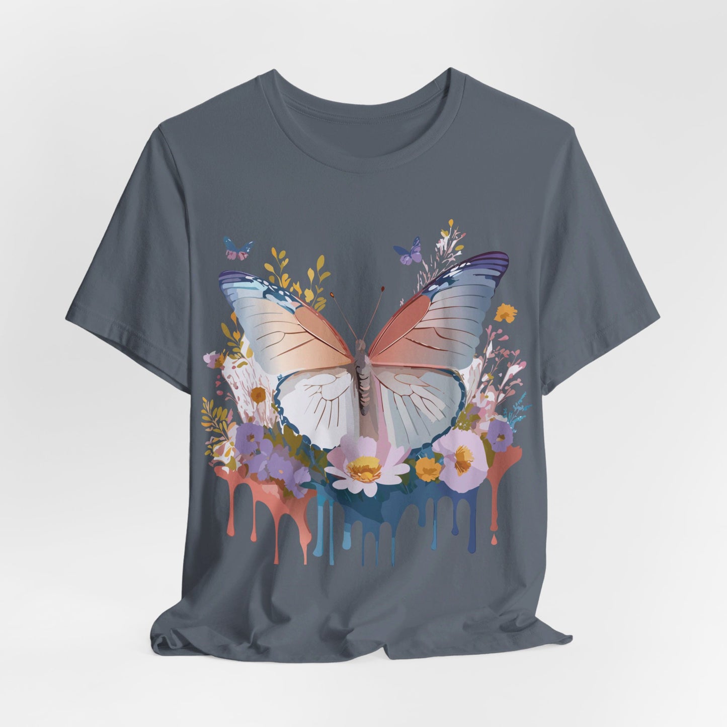 Natural Cotton Tee Shirt with Butterfly