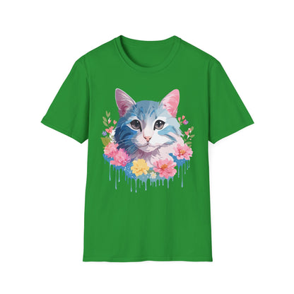 Cat Shirt Unisex Cat Tee Kitten Print Gildan Softstyle 64000