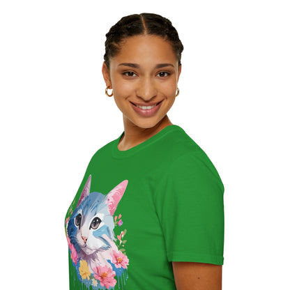 Cat Shirt Unisex Cat Tee Kitten Print Gildan Softstyle 64000