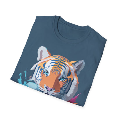 Tiger Print Shirt Unisex Softstyle Tee 100 Percent Ring Spun Cotton