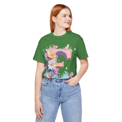 Natural Cotton Tee Shirt - Letters Collection - E Printify