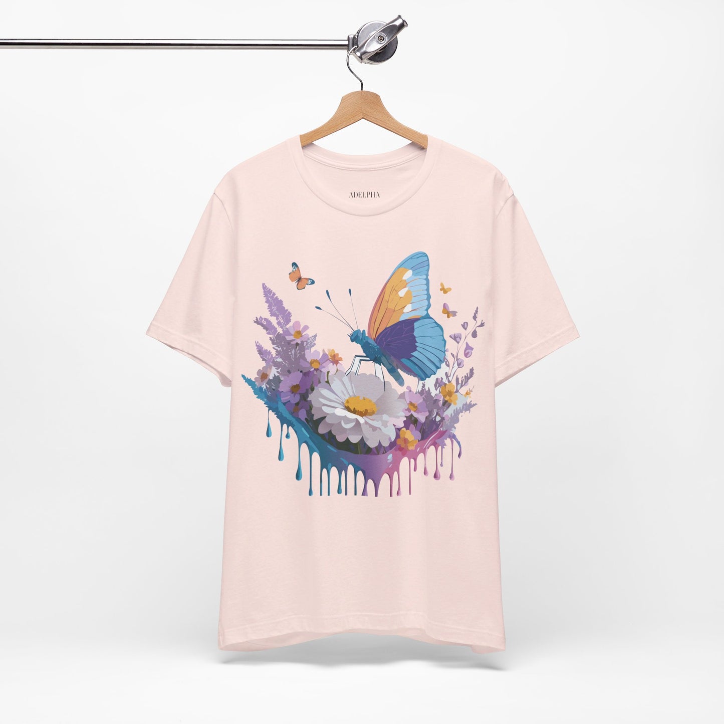 Natural Cotton Tee Shirt with Butterfly