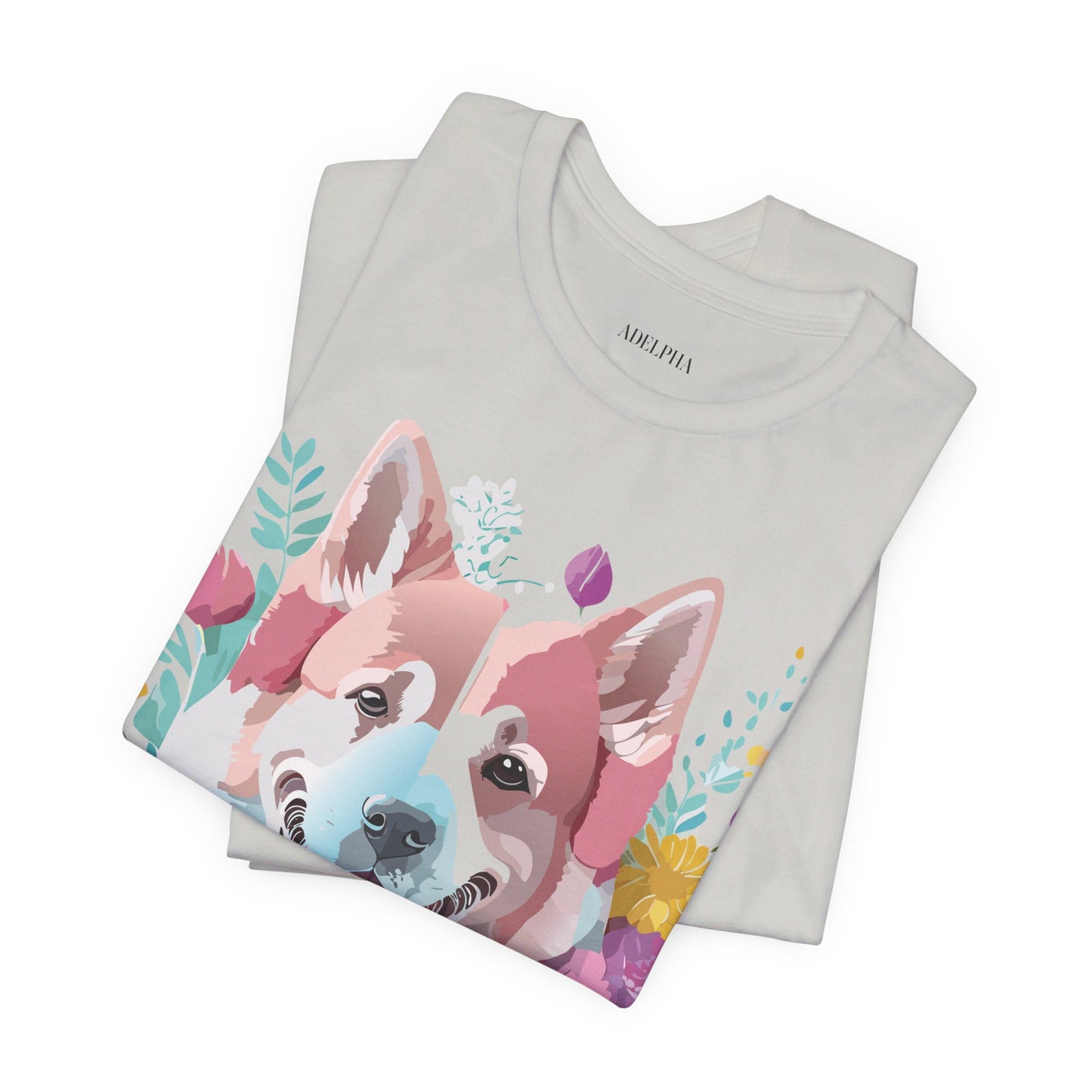 Natural Cotton Tee Shirt with Dog