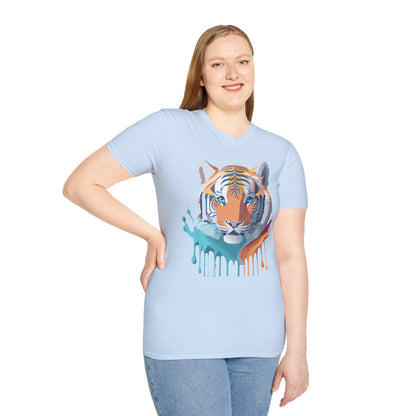 Tiger Print Shirt Unisex Softstyle Tee 100 Percent Ring Spun Cotton
