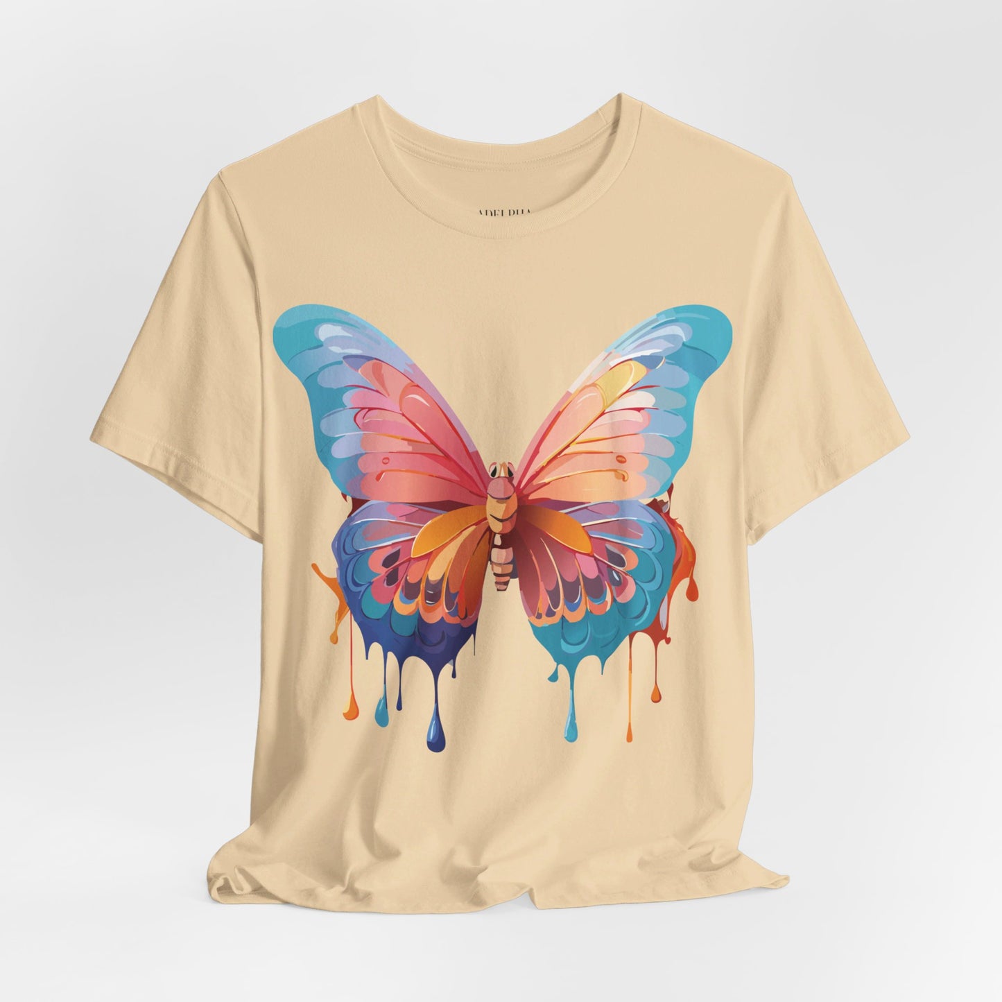 Natural Cotton Tee Shirt with Butterfly