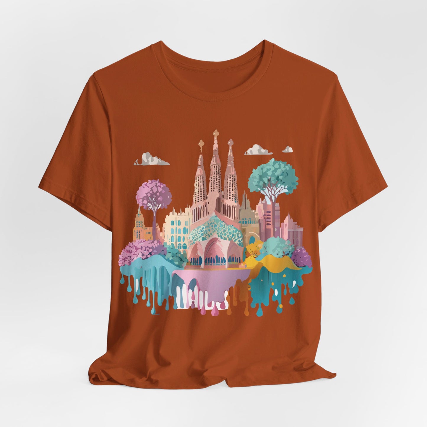 Natural Cotton Tee Shirt - Beautiful Places Collection - Barcelona