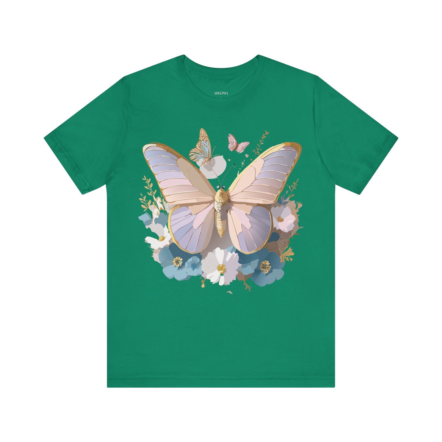 Natural Cotton Tee Shirt with Butterfly