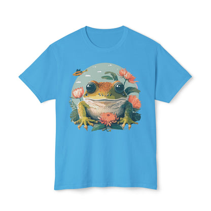 Vintage Frog Art T Shirt With Floral Full Color Print Unisex Tee
