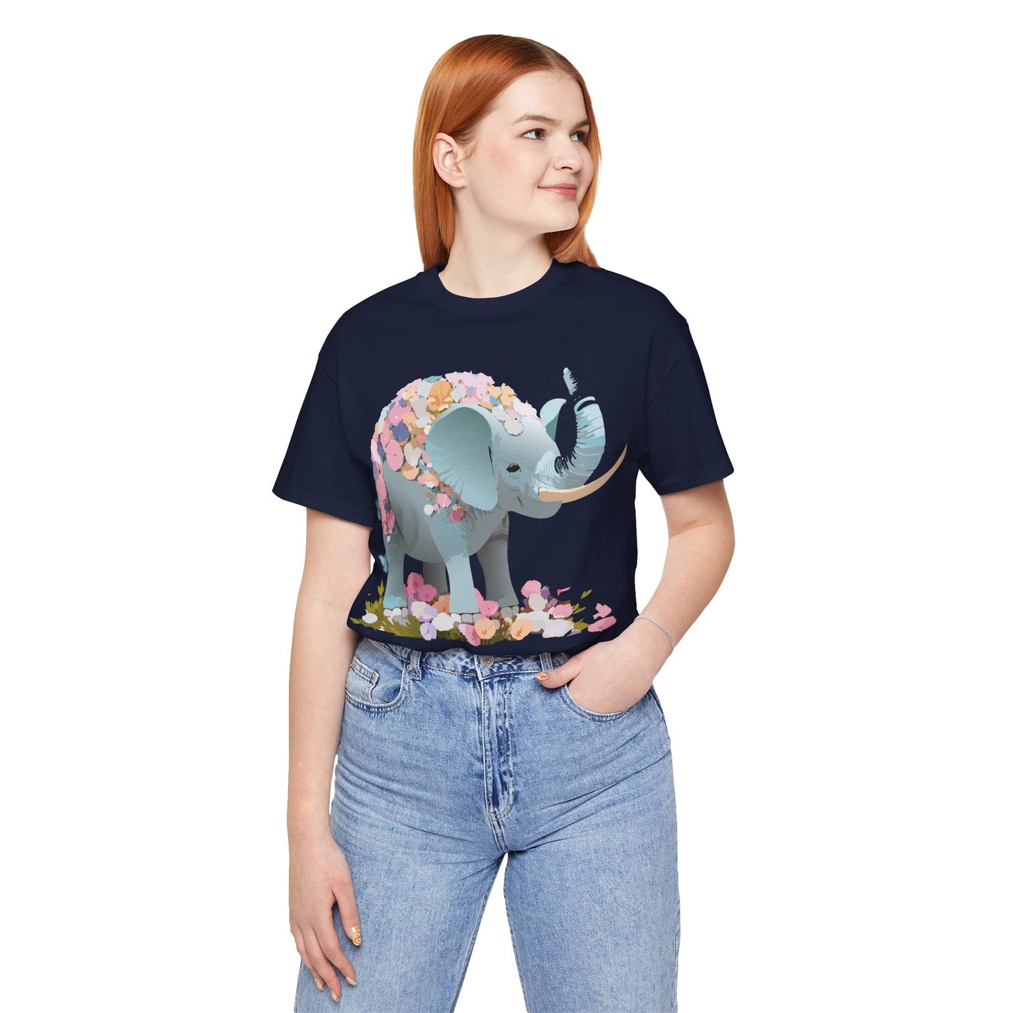 T-shirt en coton naturel avec motif éléphant