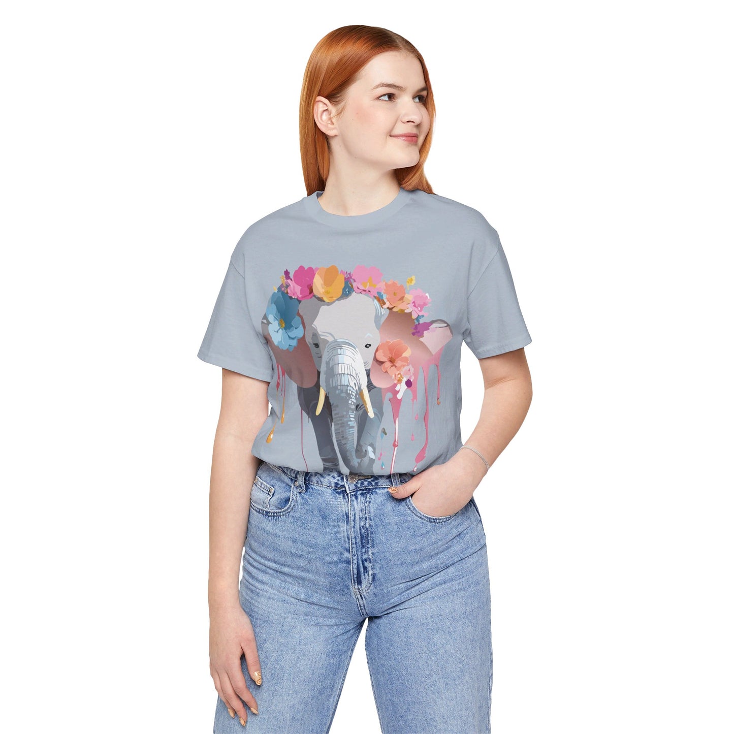 T-shirt en coton naturel avec motif éléphant