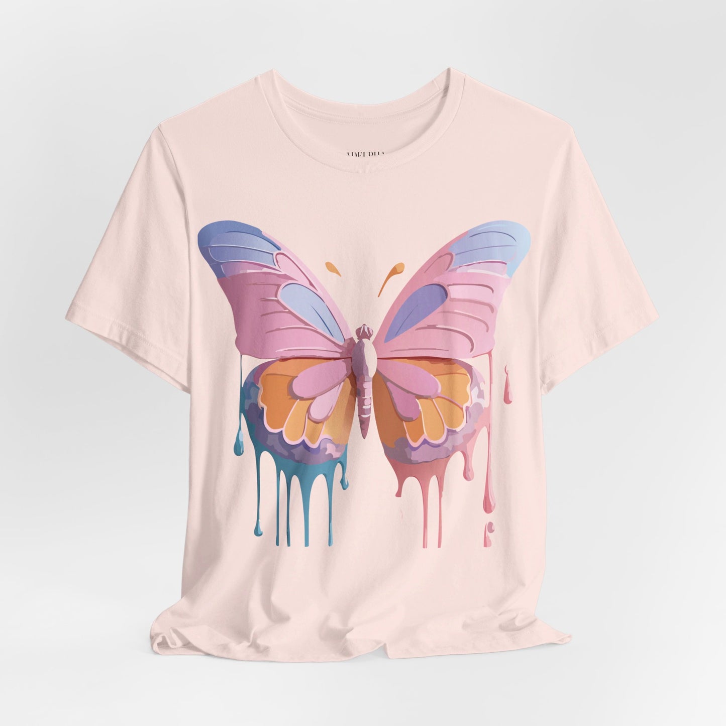 Natural Cotton Tee Shirt with Butterfly