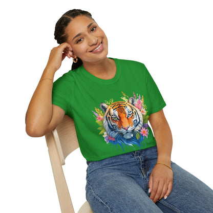 Tiger Print Unisex Gildan Softstyle Tee 64000 100 Percent Ring Spun Cotton