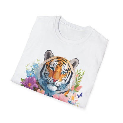 Tiger Print Unisex Softstyle T Shirt 100 Percent Ring Spun Cotton Tee