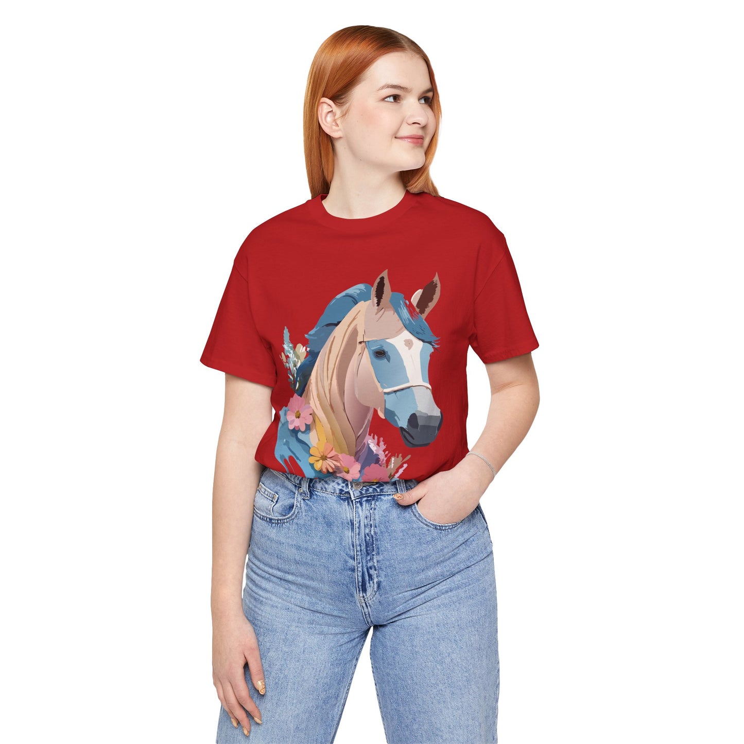 Natural Cotton Tee Shirt with Horse