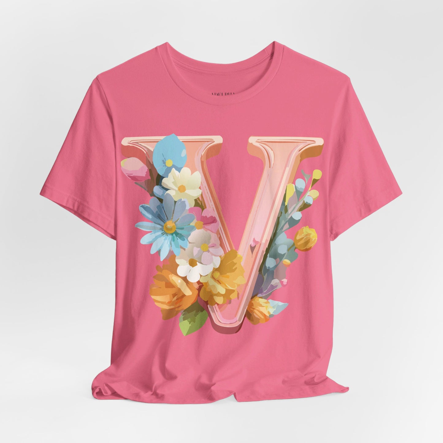 Natural Cotton Tee Shirt - Letters Collection - V