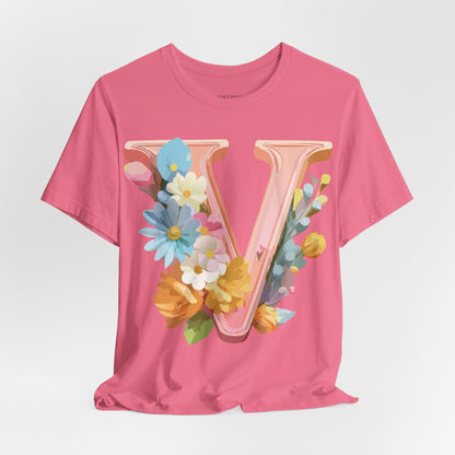 Natural Cotton Tee Shirt - Letters Collection - V Printify