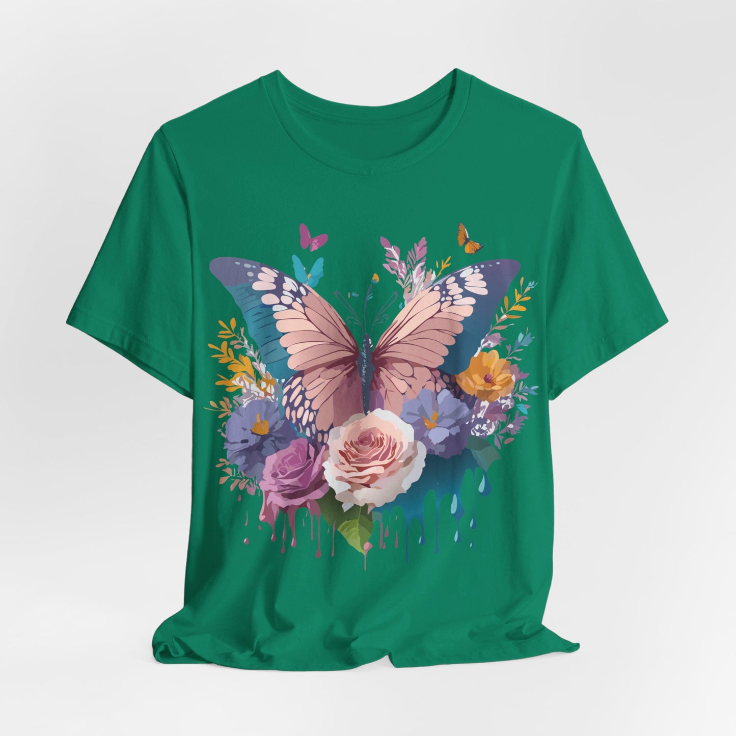 Natural Cotton Tee Shirt with Butterfly