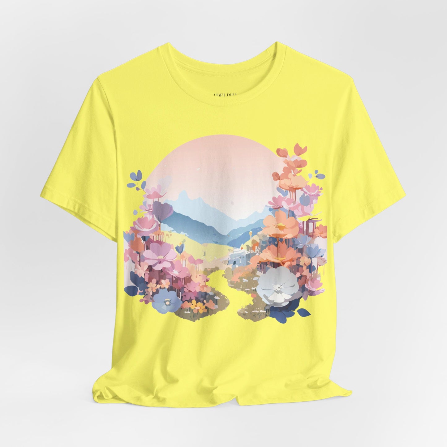 Natural Cotton Tee Shirt with Flowers