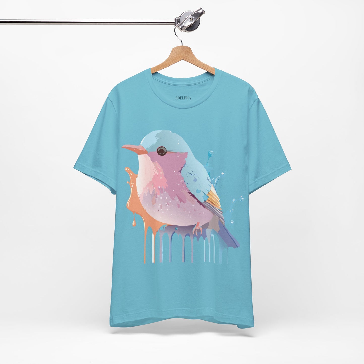 Natural Cotton Tee Shirt with Bird