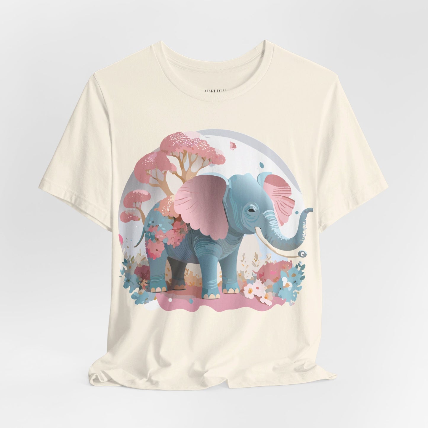 Natural Cotton Tee Shirt with Elephant