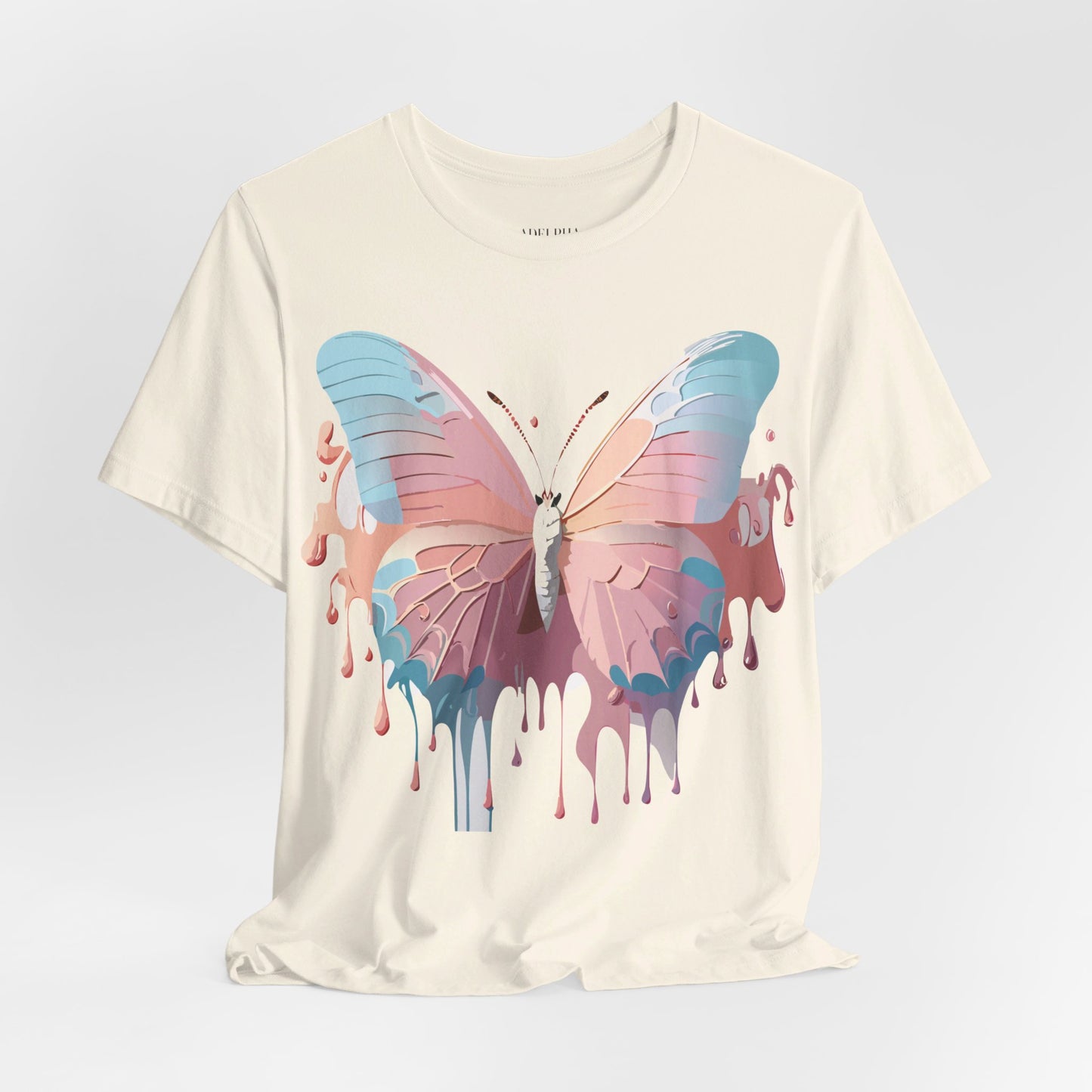 Natural Cotton Tee Shirt with Butterfly