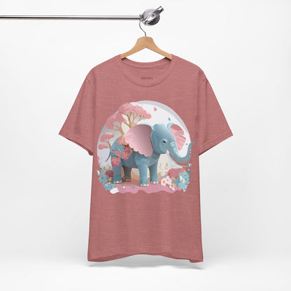 Natural Cotton Tee Shirt with Elephant Printify