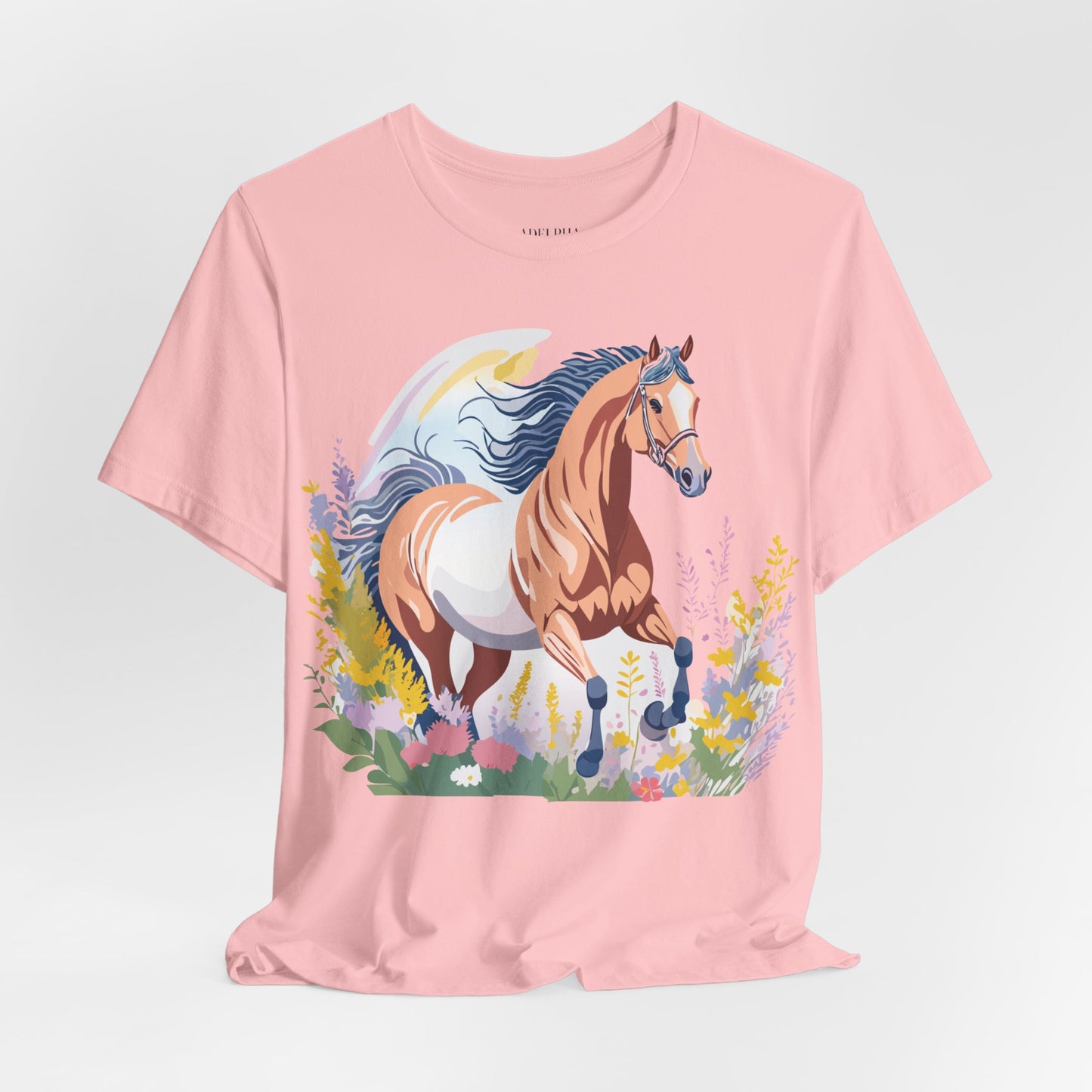 Natural Cotton Tee Shirt with Horse