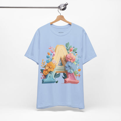 Natural Cotton Tee Shirt - Letters Collection - A Printify