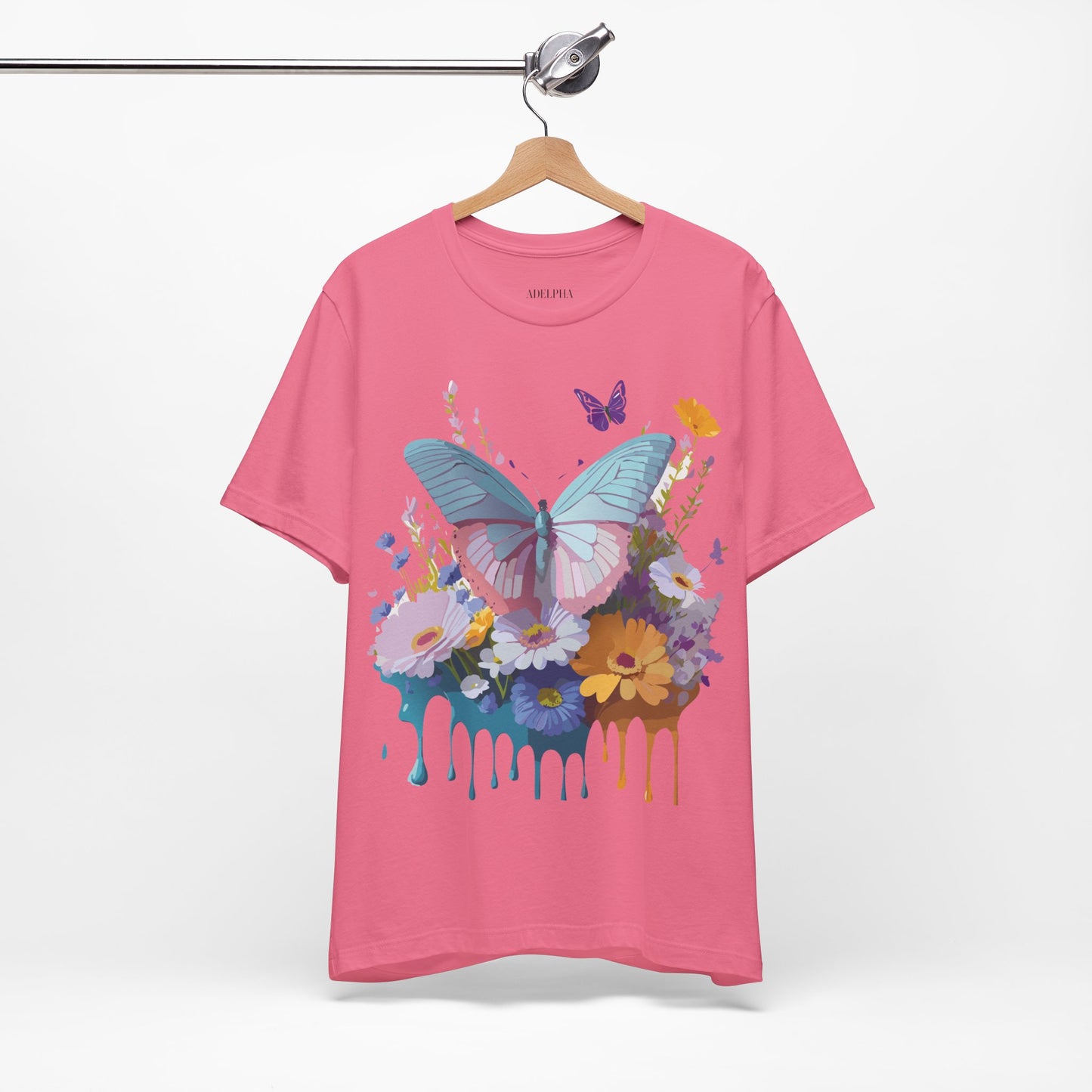 Natural Cotton Tee Shirt with Butterfly