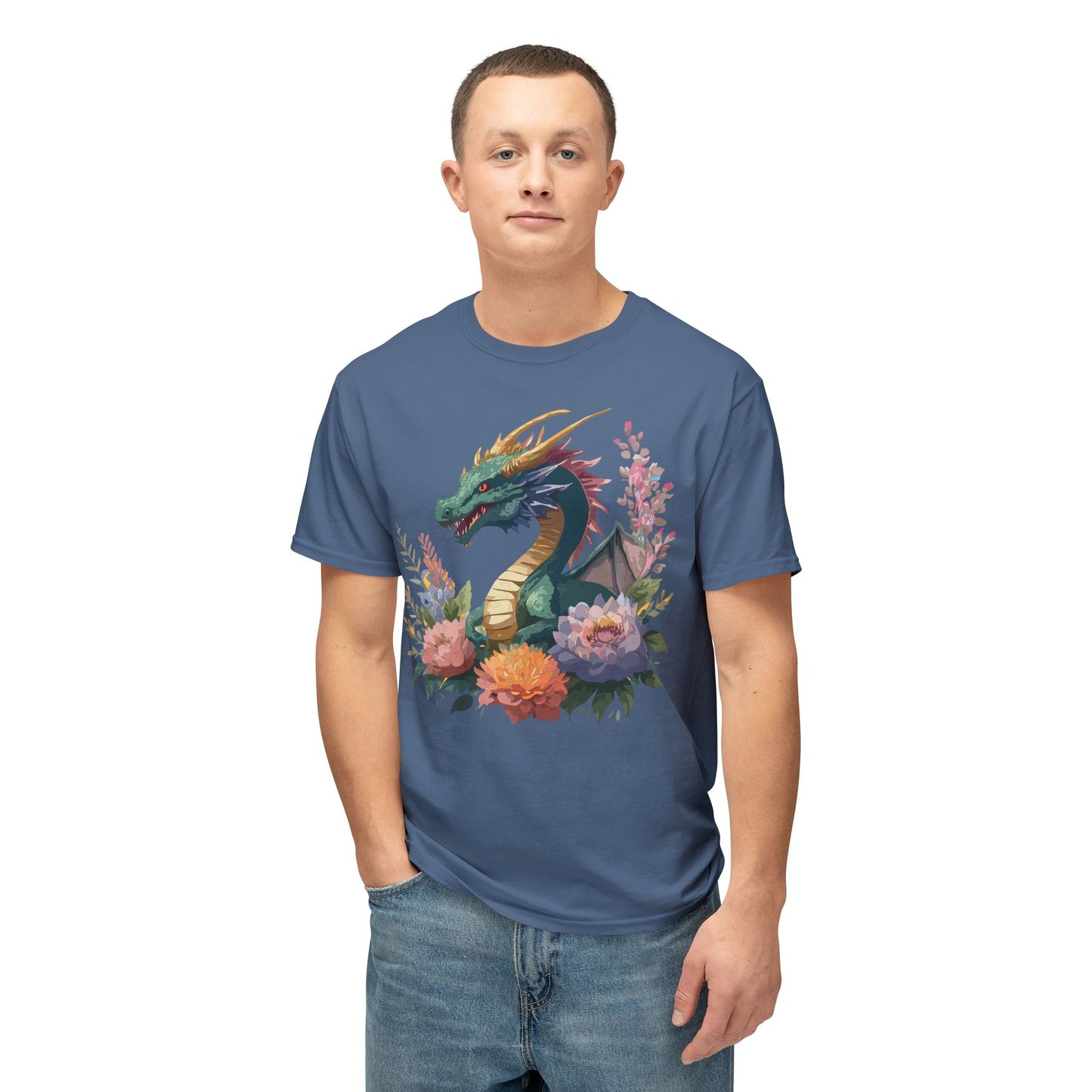 Dragon T-Shirt, Vintage Dragon Tee, Floral Tees, Dragon Art Design Shirt, Tee Shirt with Dragon 7
