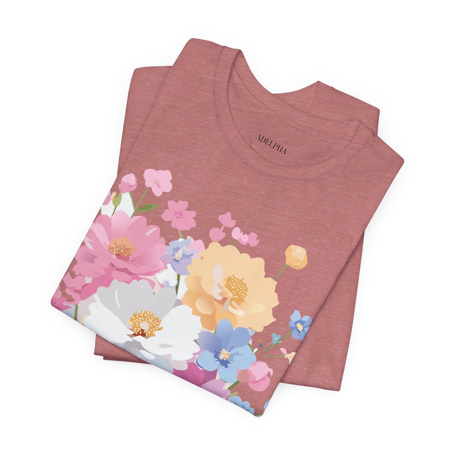 T-shirt en coton naturel avec fleurs