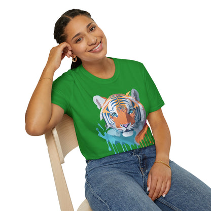 Tiger Print Shirt Unisex Softstyle Tee 100 Percent Ring Spun Cotton