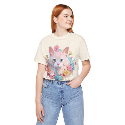 Natural Cotton Tee Shirt with Cat Printify