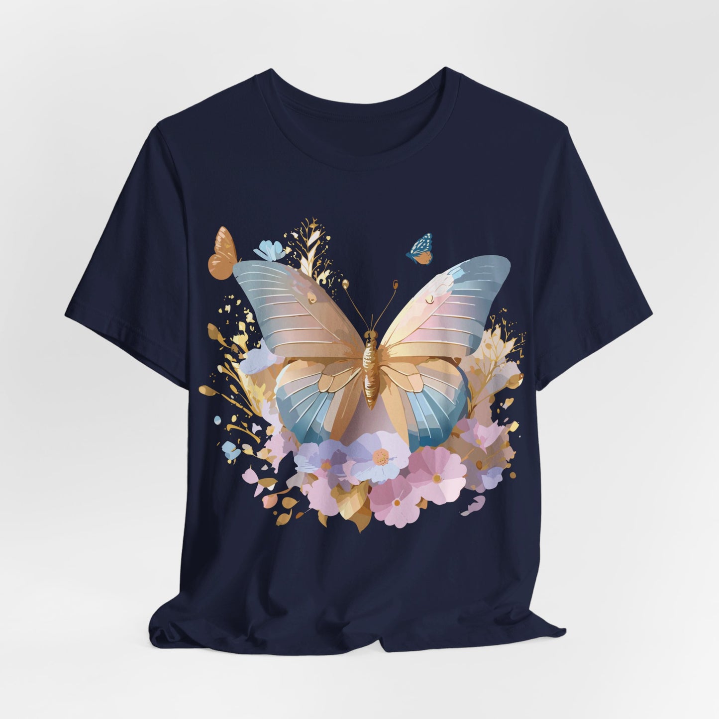 Natural Cotton Tee Shirt with Butterfly