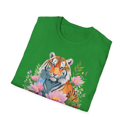 Tiger Print Unisex T Shirt Gildan Softstyle 64000 Animal Tee