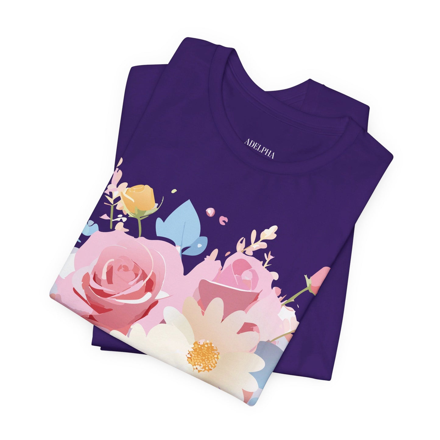 Natural Cotton Tee Shirt with Flowers