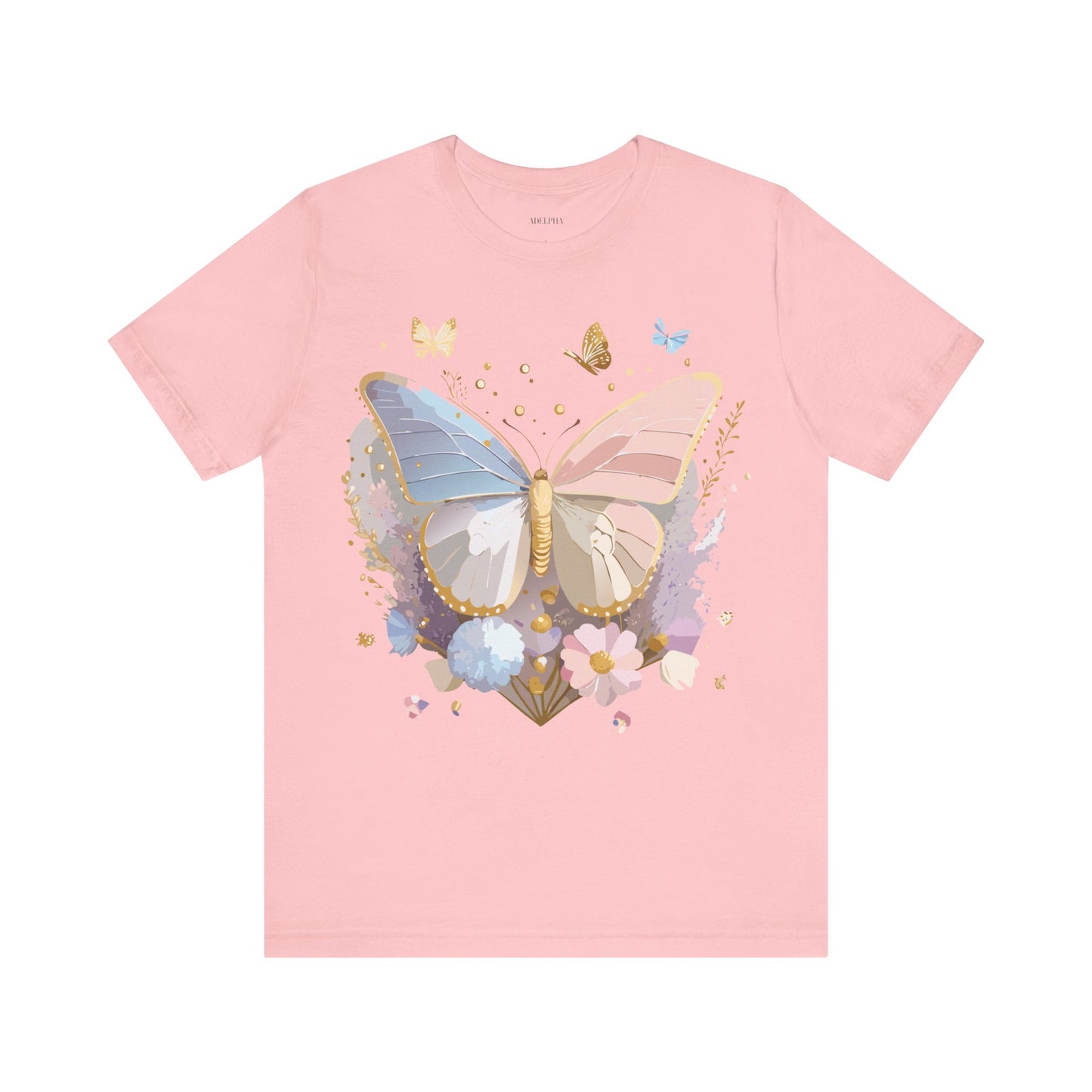 Natural Cotton Tee Shirt with Butterfly