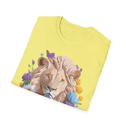 Lion Shirt Unisex Floral Lion Tee Gildan Softstyle 64000 Short Sleeve