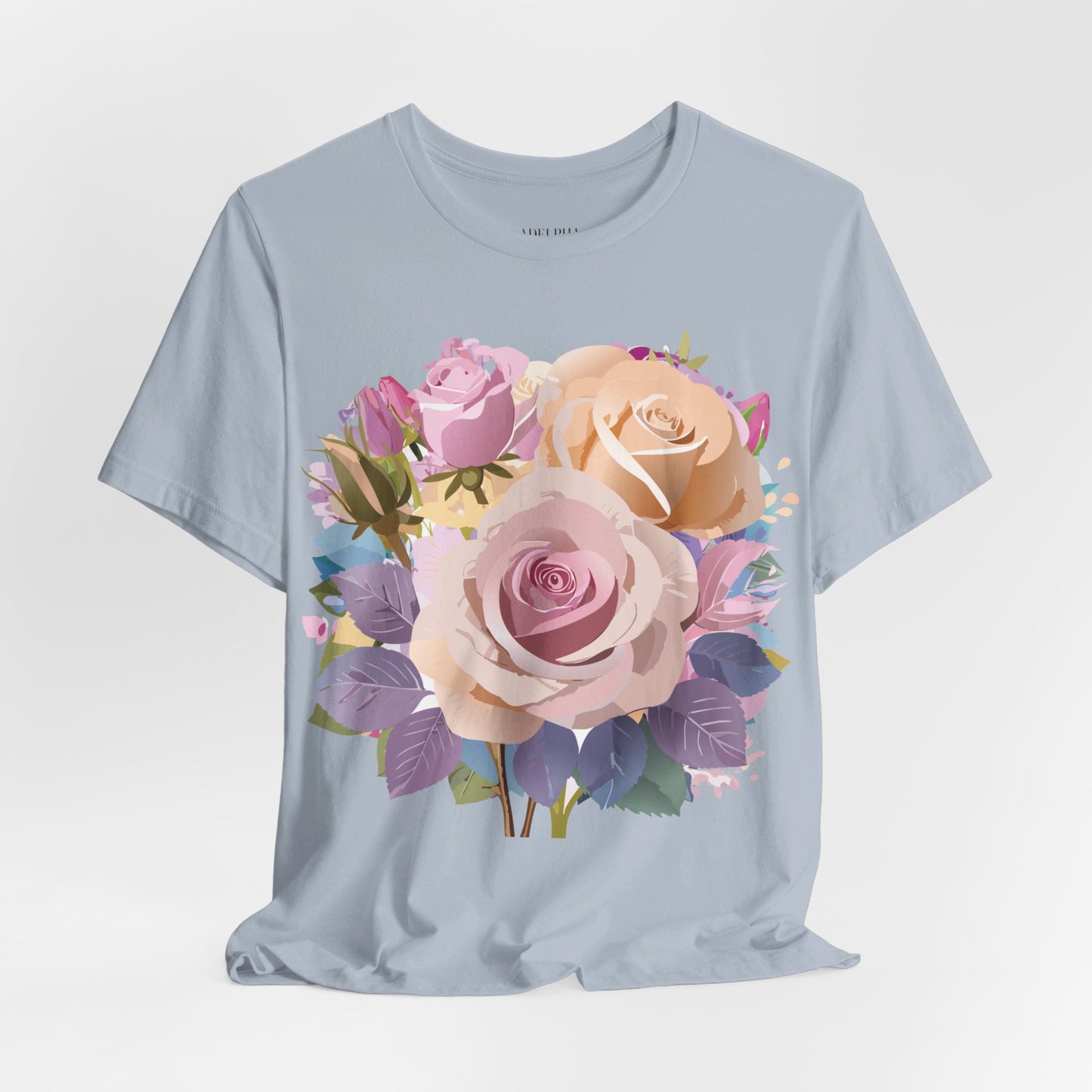 Natural Cotton Tee Shirt with Flowers