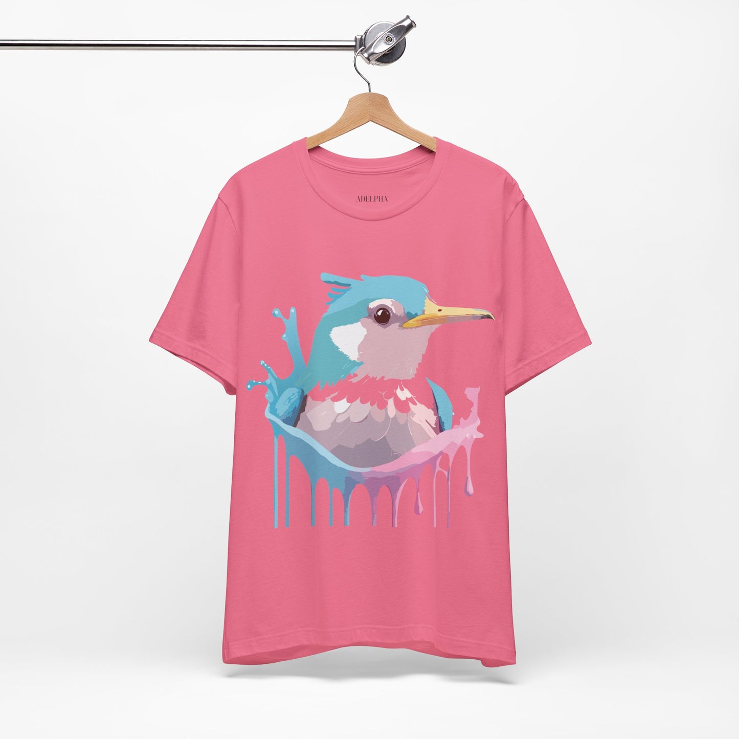 Natural Cotton Tee Shirt with Bird