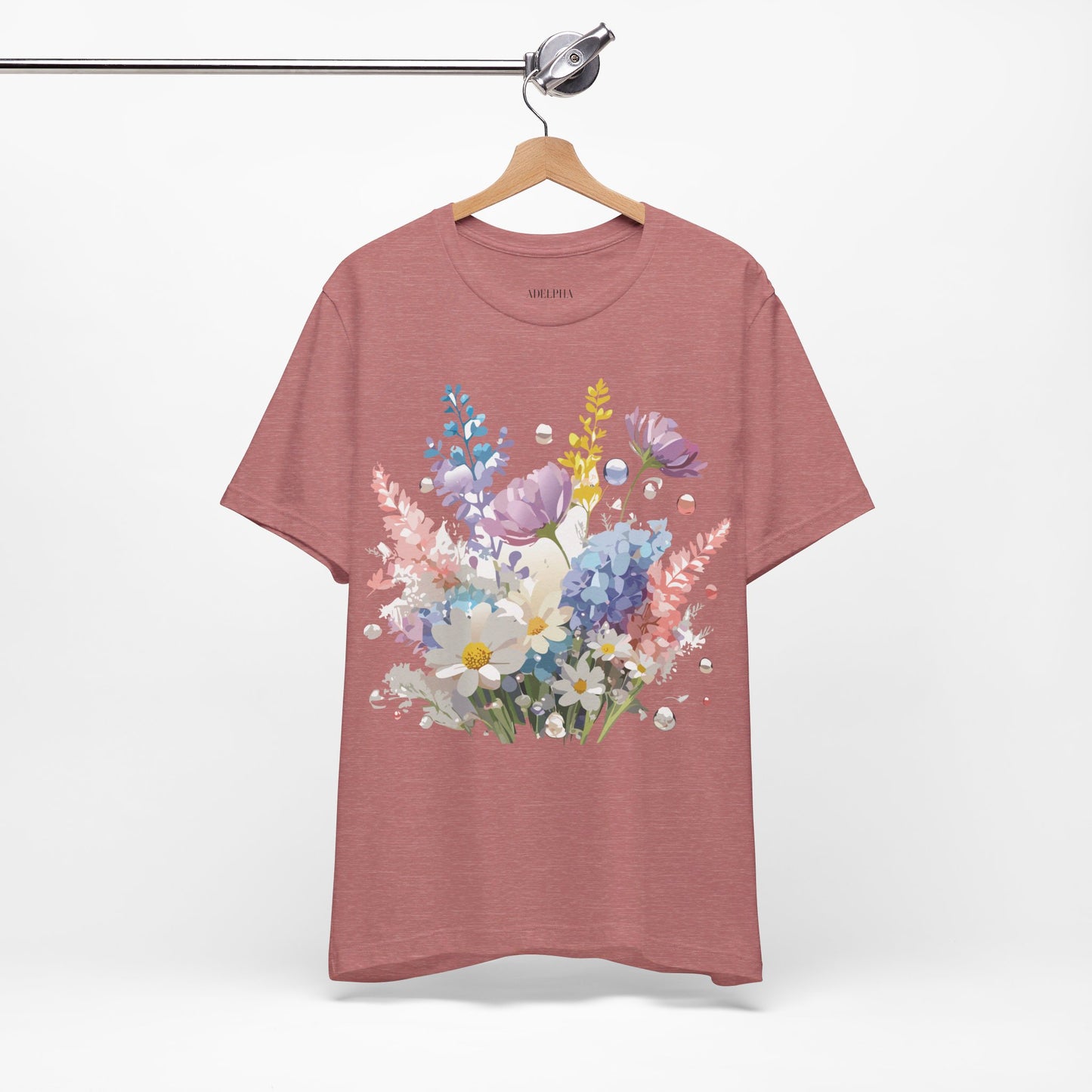 T-shirt en coton naturel avec fleurs