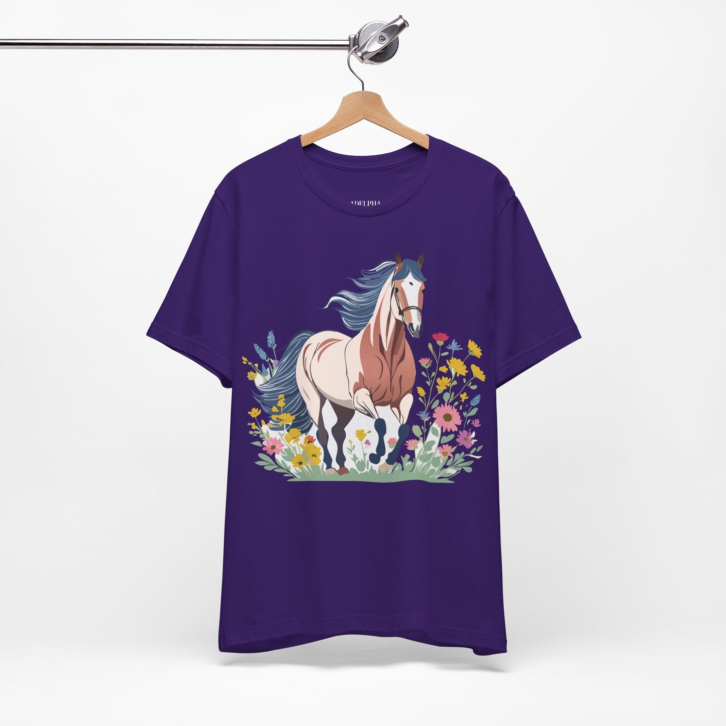 Natural Cotton Tee Shirt with Horse