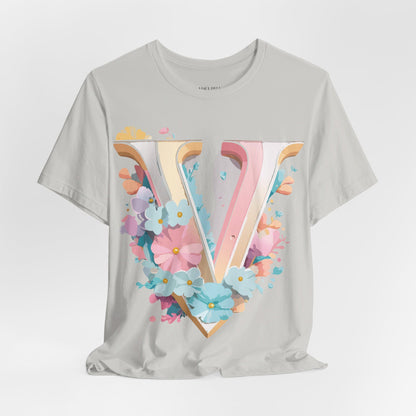 Natural Cotton Tee Shirt - Letters Collection - V Printify