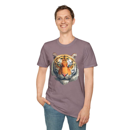 Tiger Print T Shirt Unisex Animal Tee 100 Percent Cotton Softstyle Gildan 64000