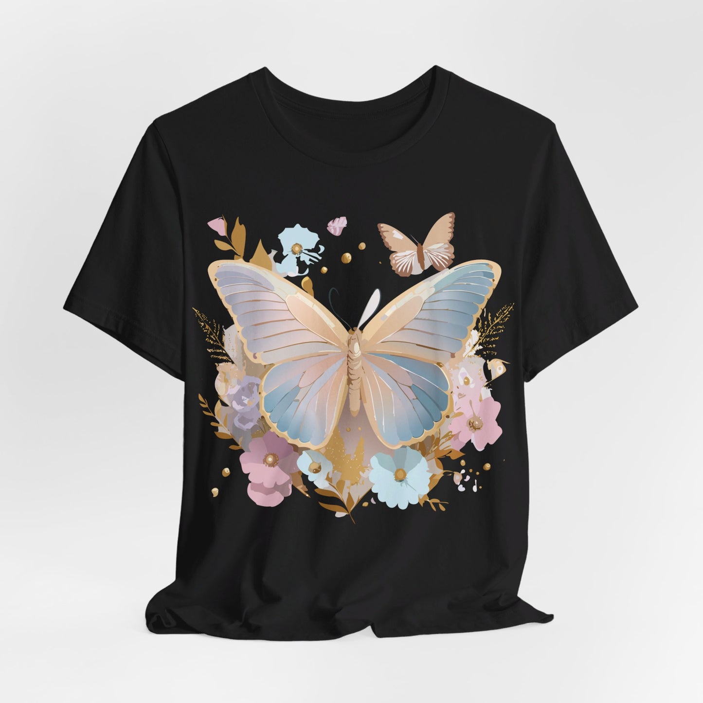 Natural Cotton Tee Shirt with Butterfly